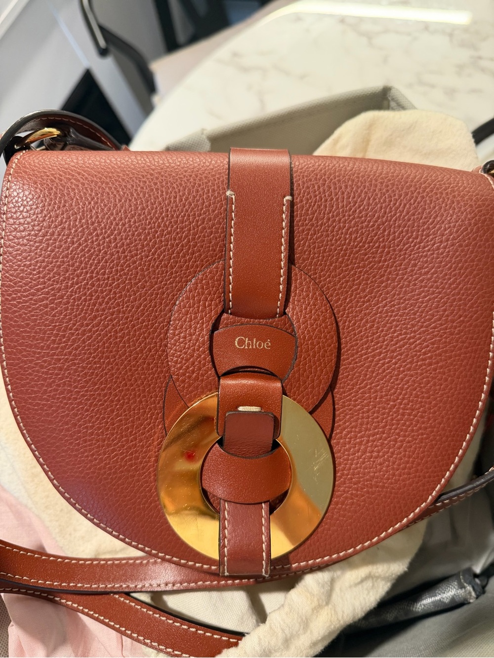Chloe Darryl Brown Leather Crossbody Bag - Picture 15 of 15